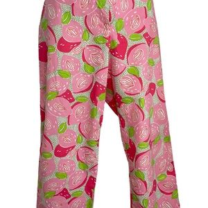 Lilly Pulitzer Vintage Mango Momma Pink Strawberry Cropped Capri Pants Size 8